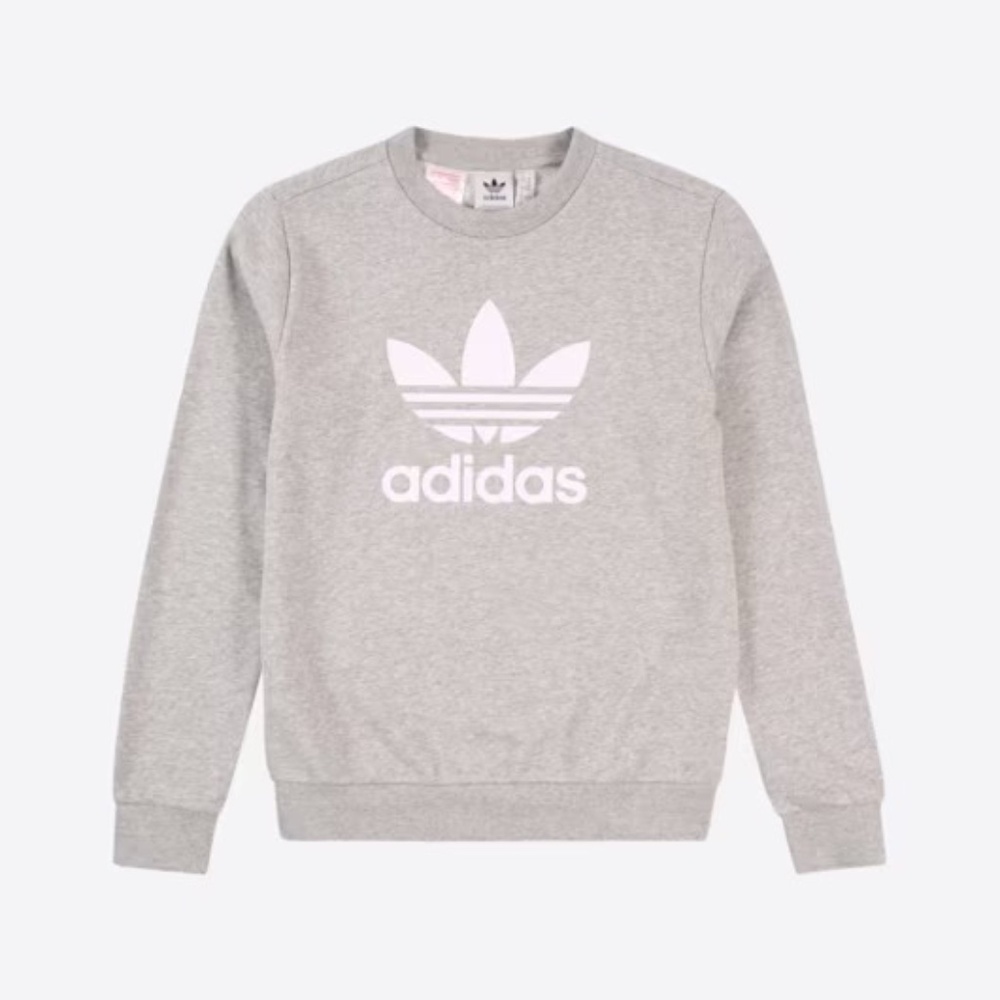 Adidas Kids Trefoil Light Gray Crewneck Sweater